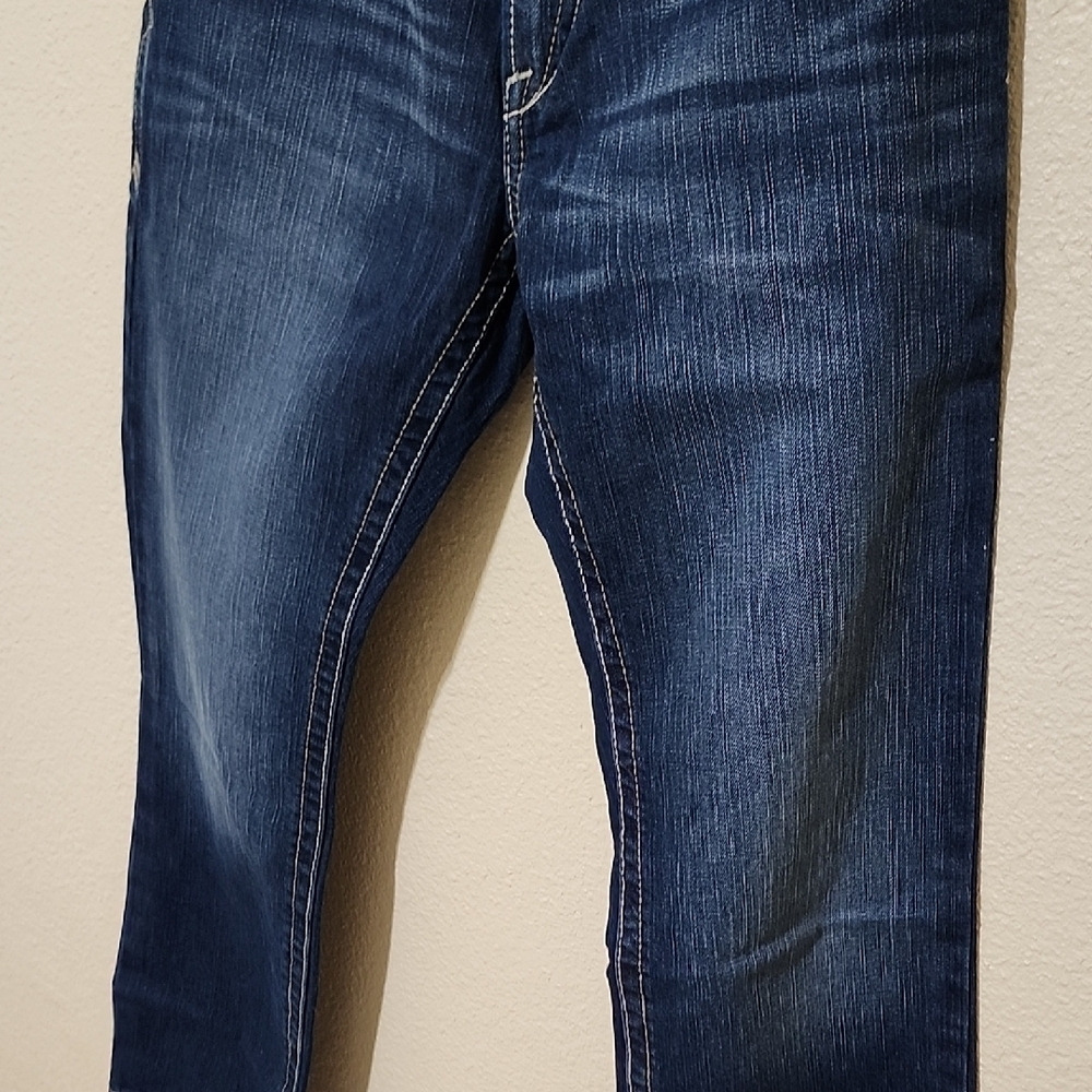 Ariat Blue and Cream Straight Jeans with Classic Indigo Style - Picture 9 of 15
